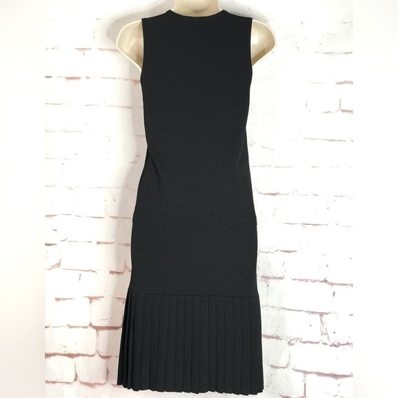 PARKER XS Kennedy Black Knit Pleated Skirt Drop Waist Lace Up Ties Tank Dress XS - Picture 11 of 16